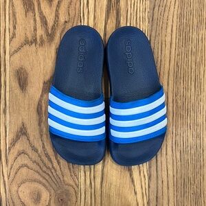 Adidas Navy Blue and White Slides